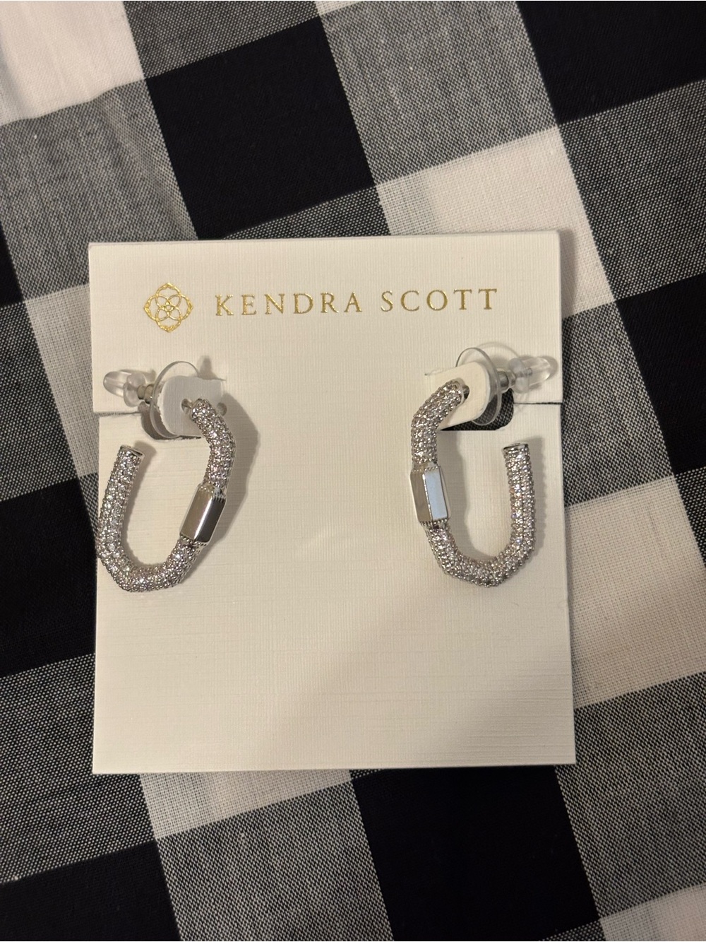 Kendra Scott Silver Pave Rectangular Hoop Earrings